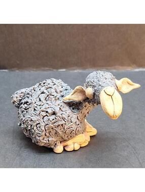 Vintage Handmade Signed BIER 89 Sheep Clay Figurine